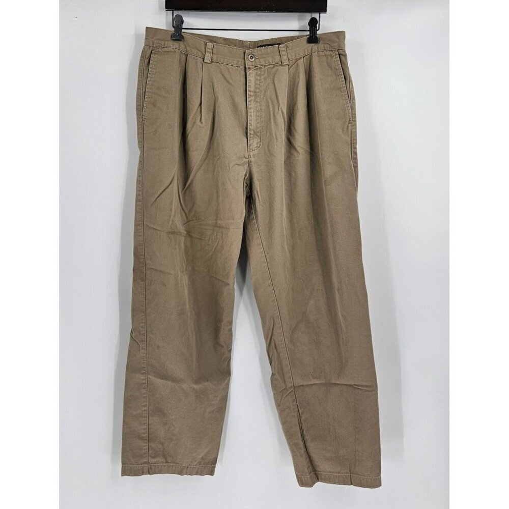 Nike Golf Mens Khaki Pleated Cotton Pants Size 38x30